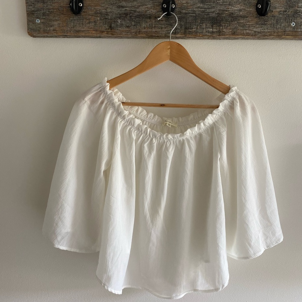 White Cropped Blouse NWOT Size M